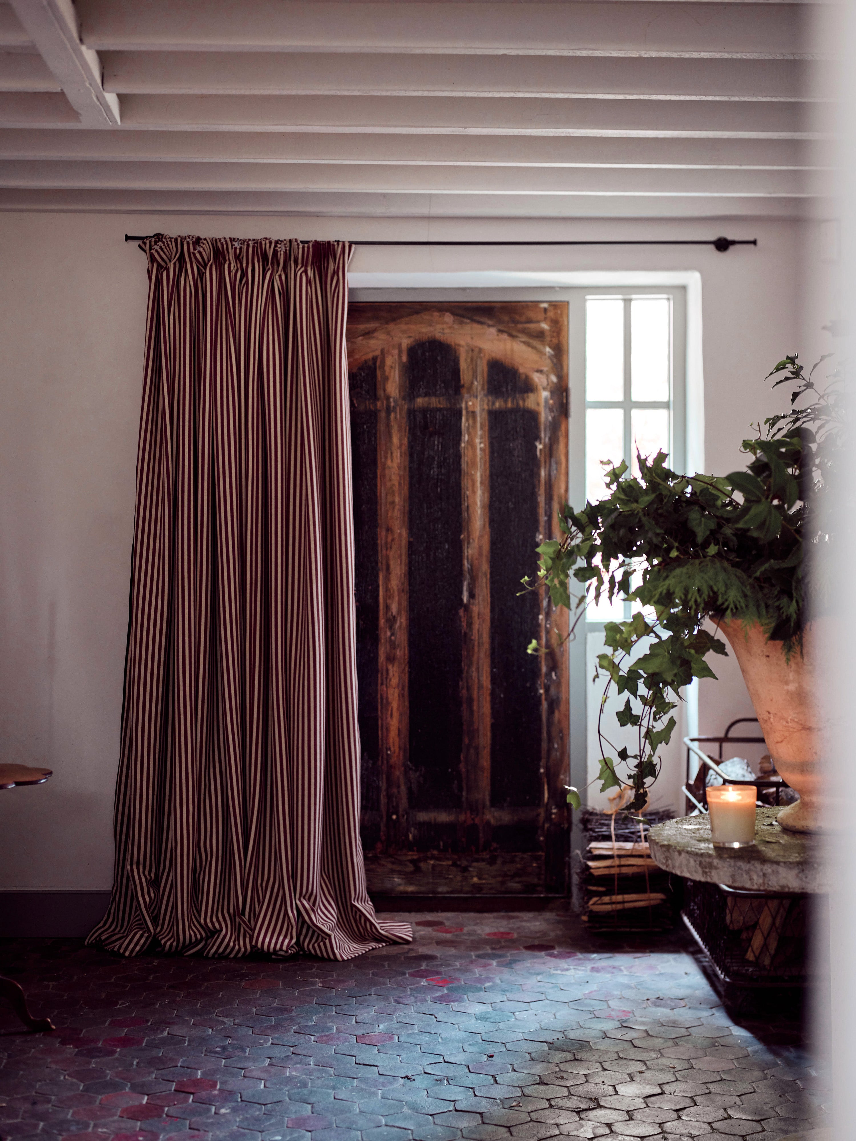 Harbour Stripe Merino Wool Fabric Redwood