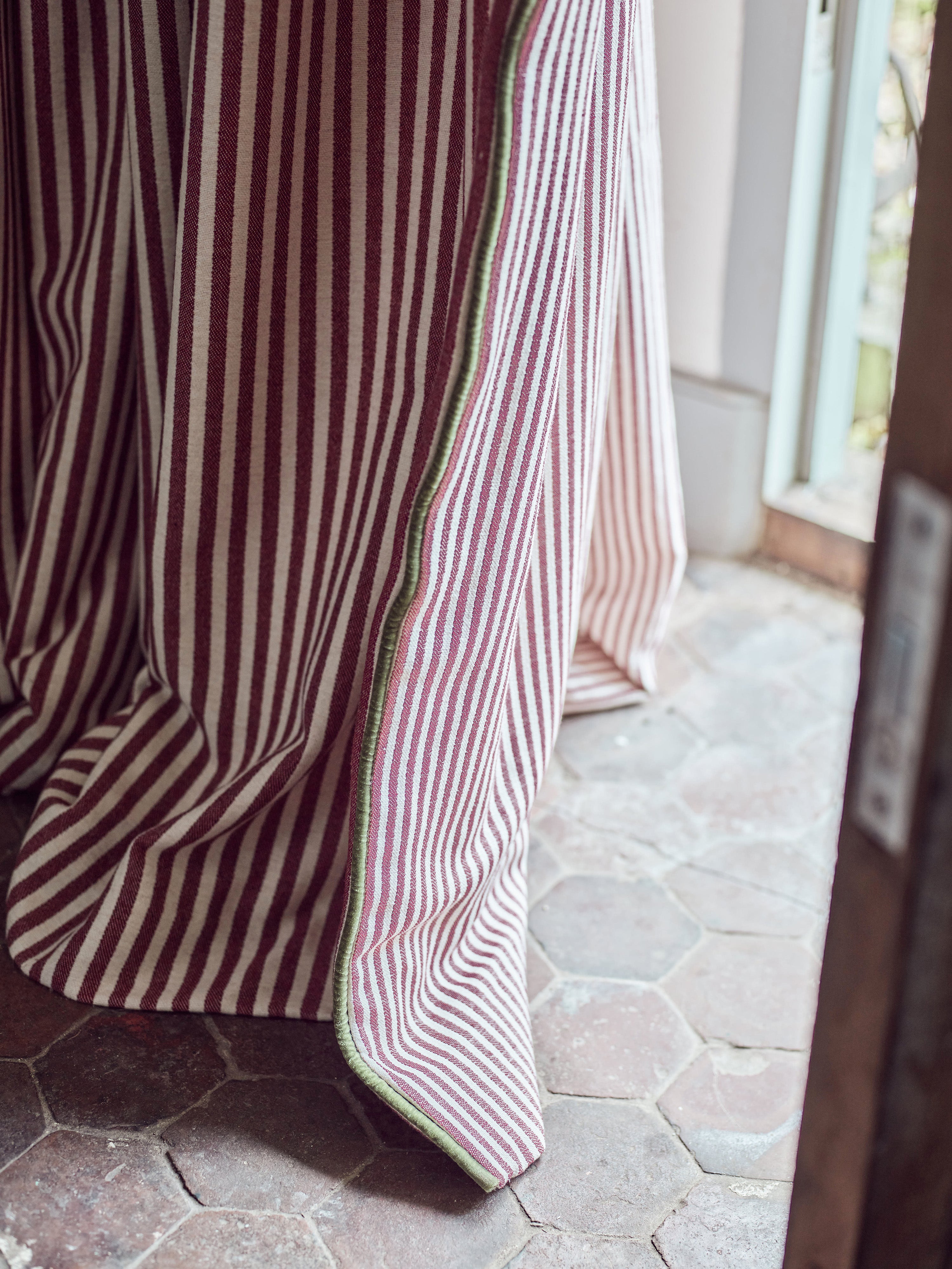 Harbour Stripe Merino Wool Fabric Redwood