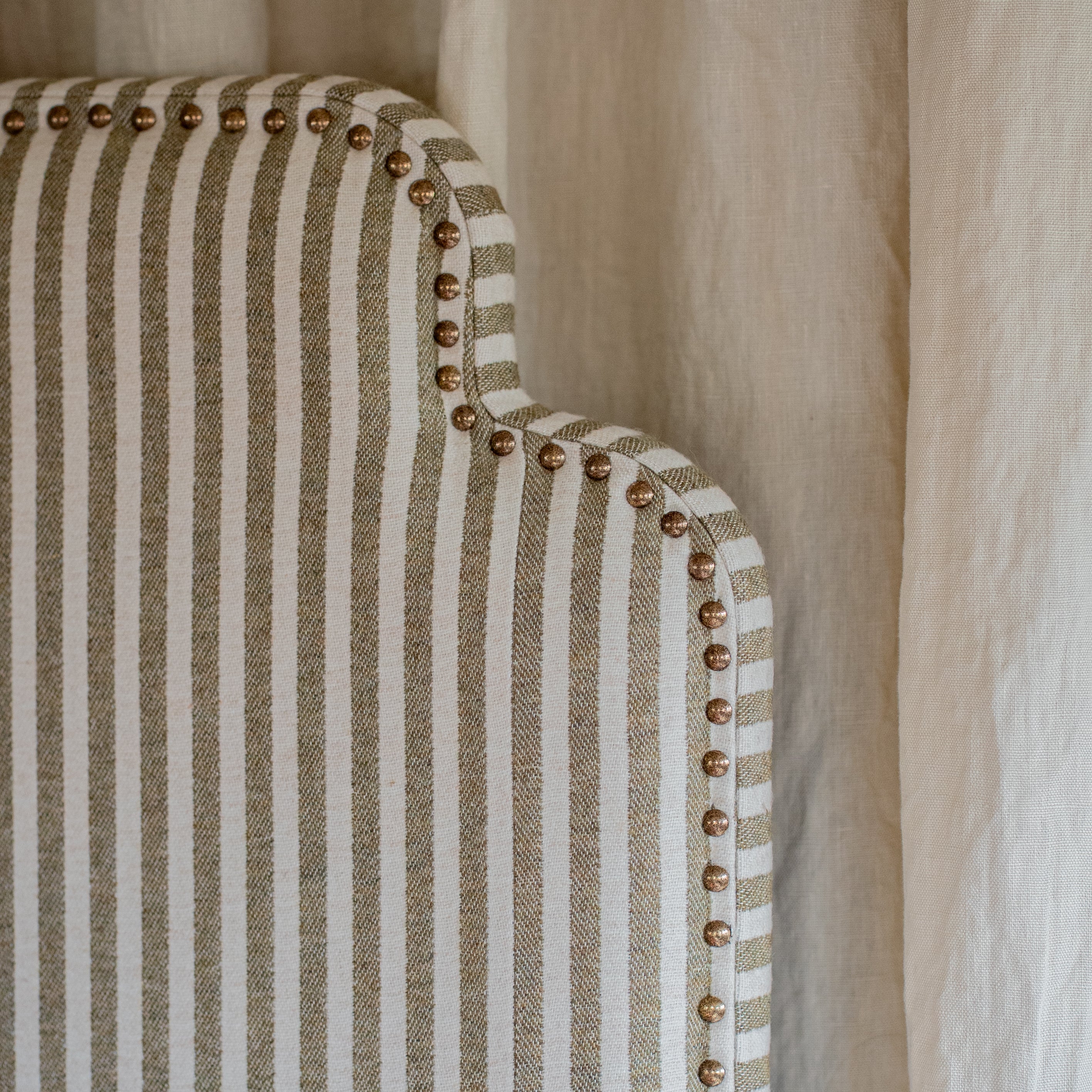 Headboard Sleeper Stripe Cotton Chestnut