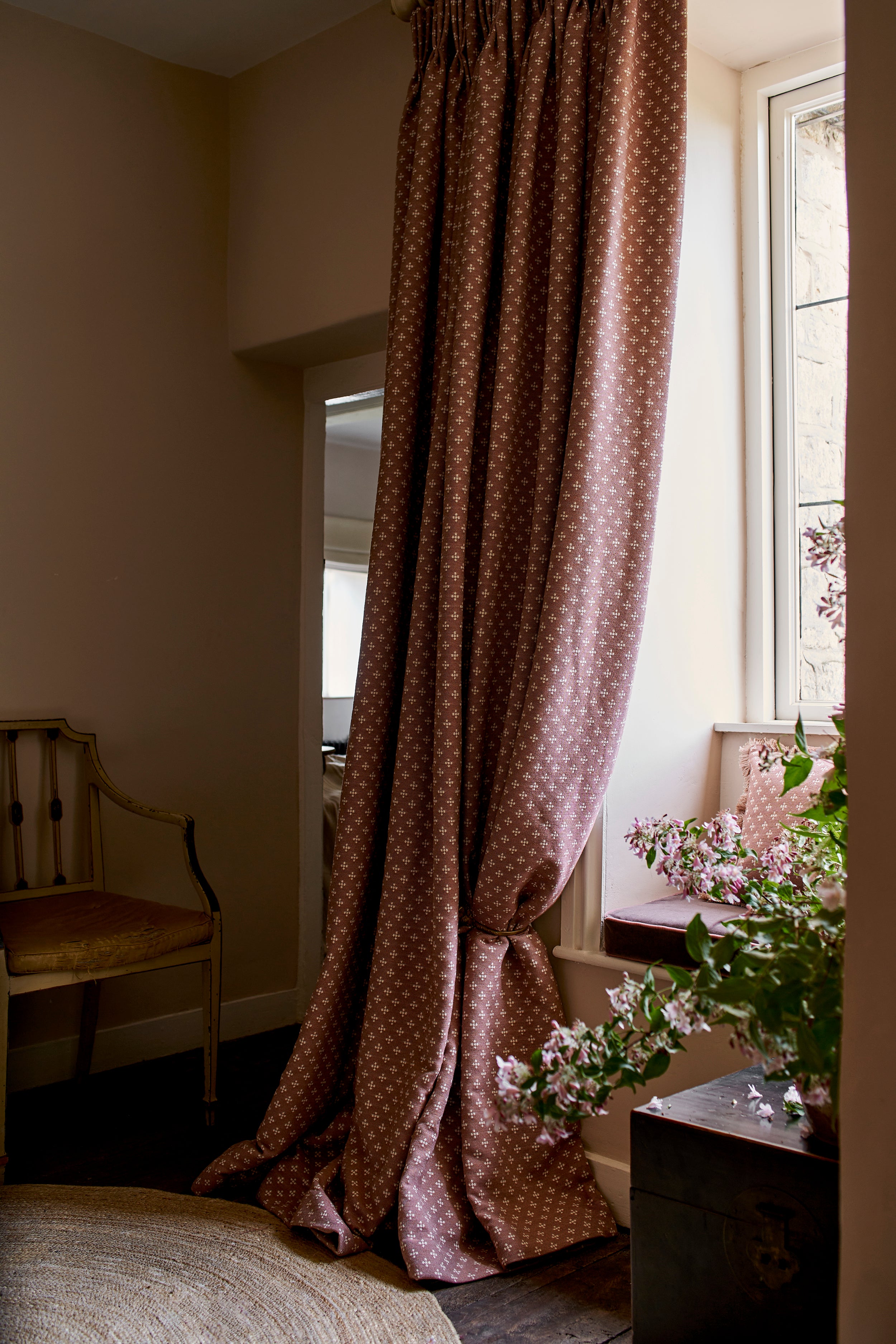 Ditsy Five Merino Wool Fabric Blush