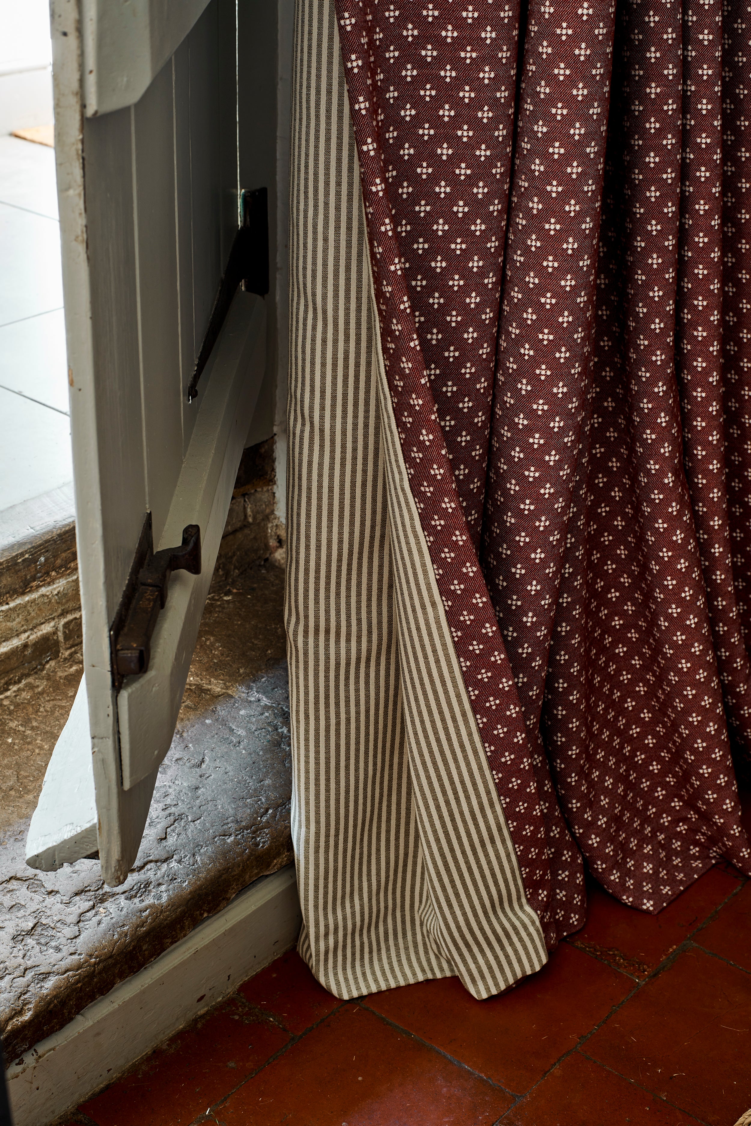 Ditsy Five Merino Wool Fabric Redwood