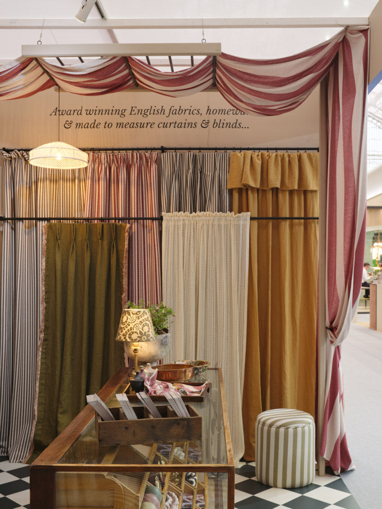 Scallop Stripe Merino Wool Redwood Curtain (Single) with 7.5cm Pencil Pleat Header (Ex Display Piece)