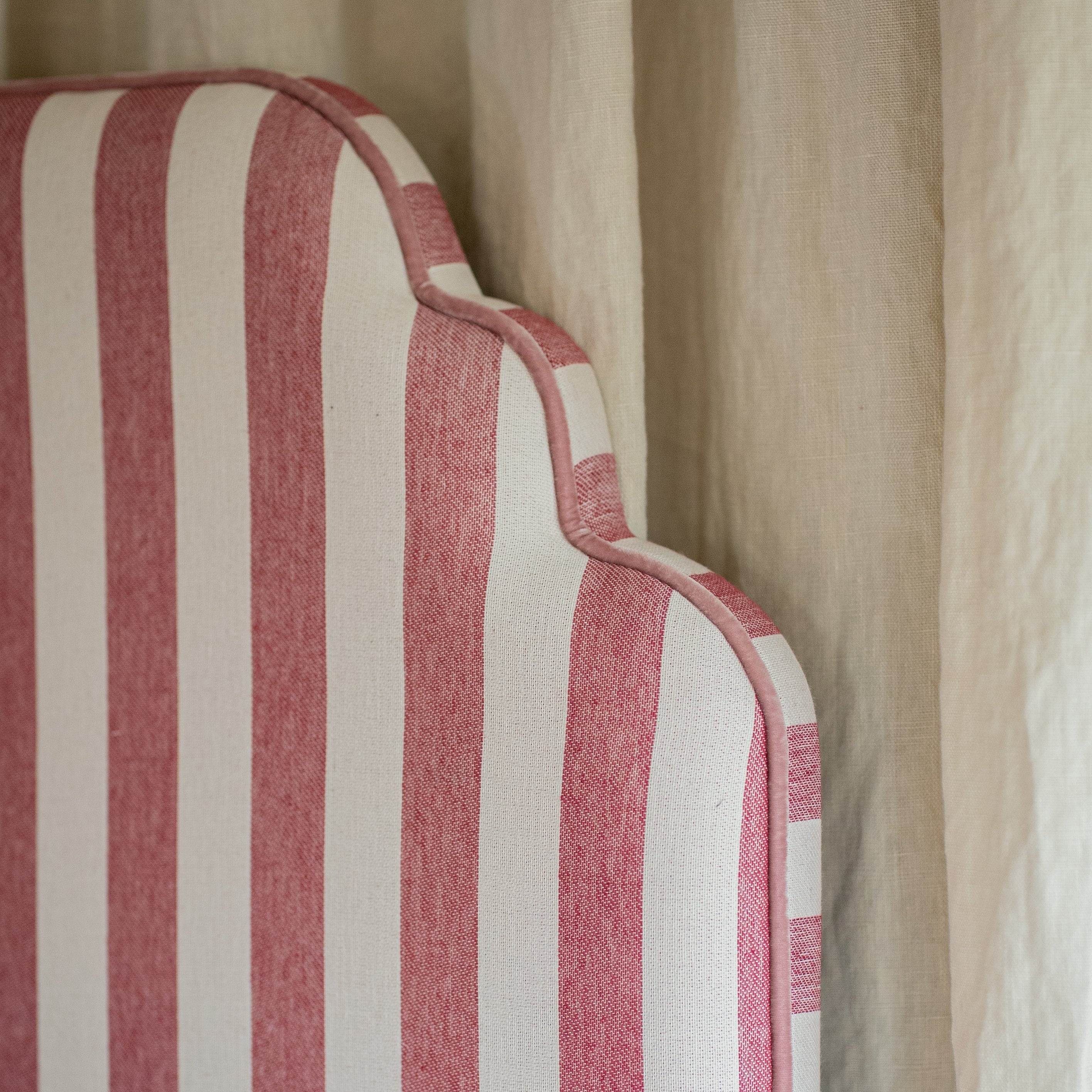 Headboard Scallop Stripe Wool Redwood