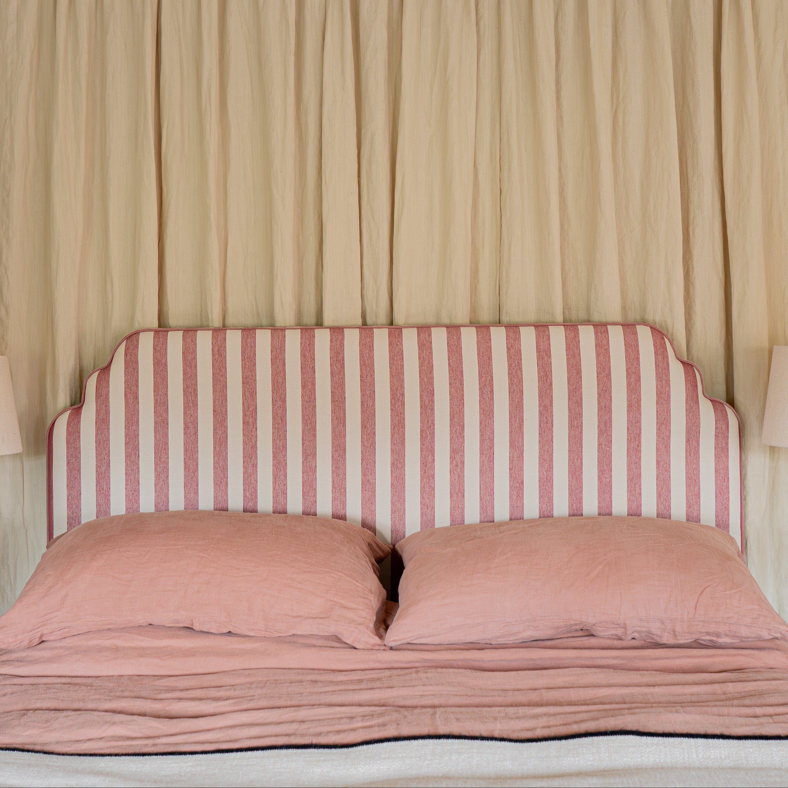 Headboard Sleeper Stripe Cotton Chestnut
