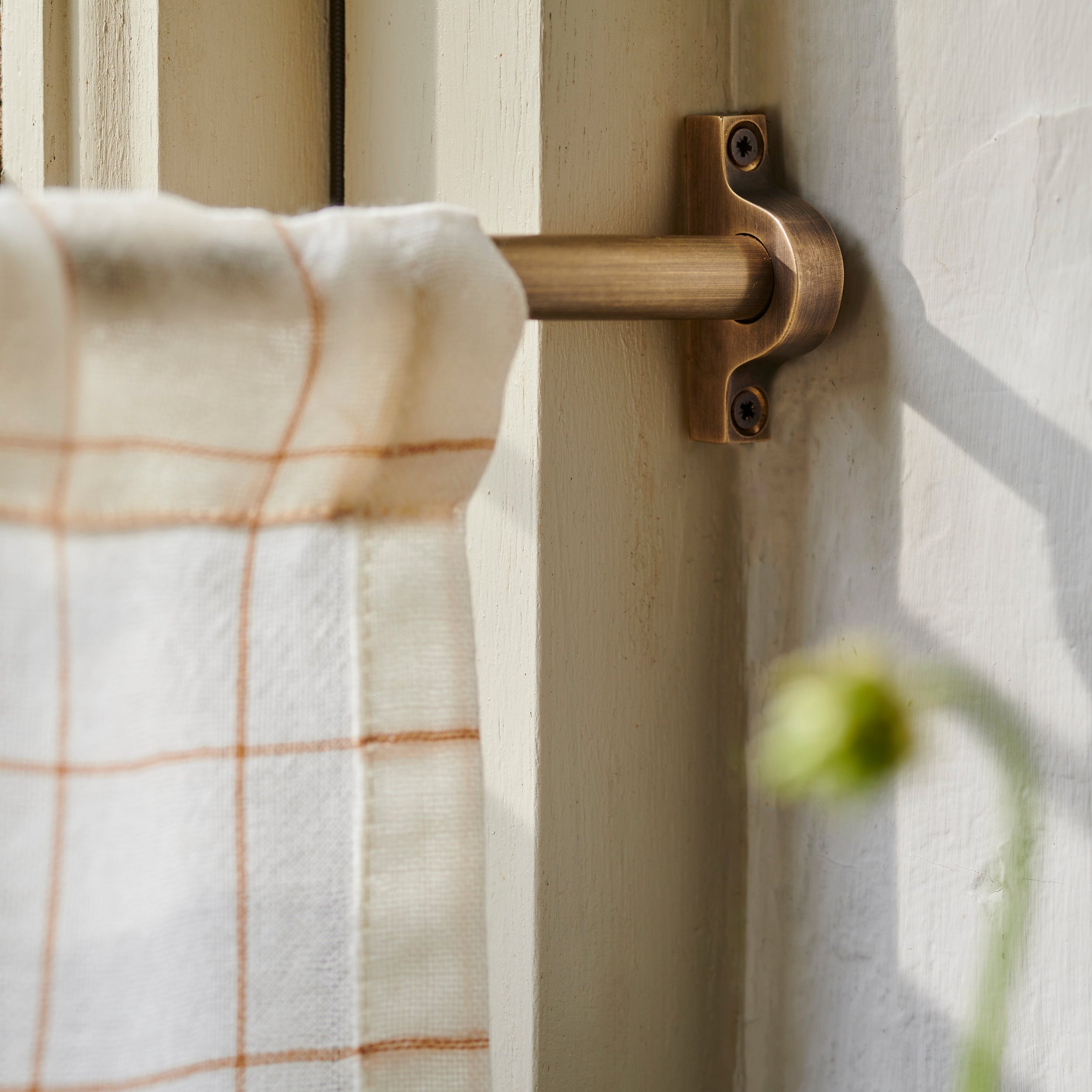Sheer Check Wool Fabric Natural / Caramel