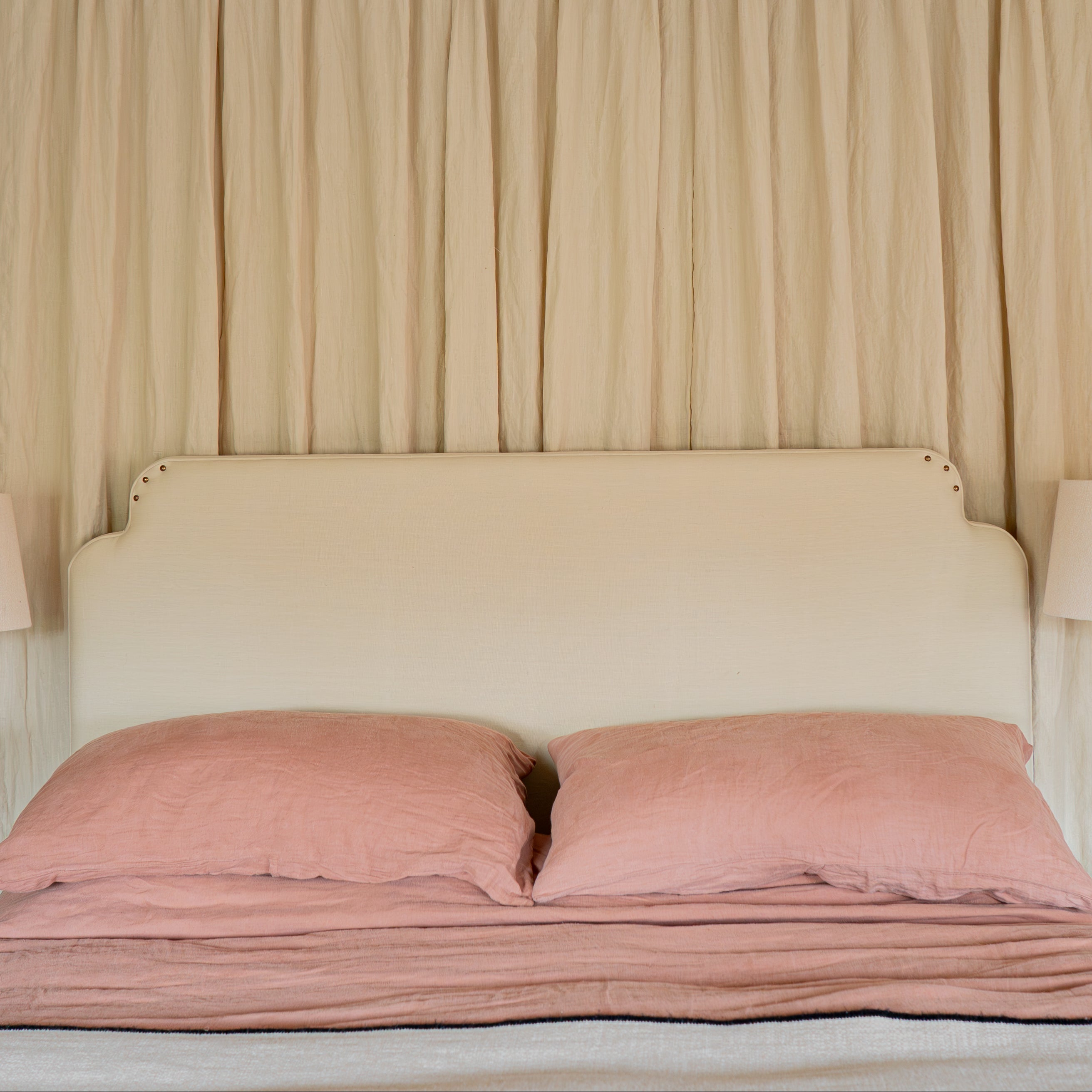 Headboard Scallop Stripe Wool Redwood