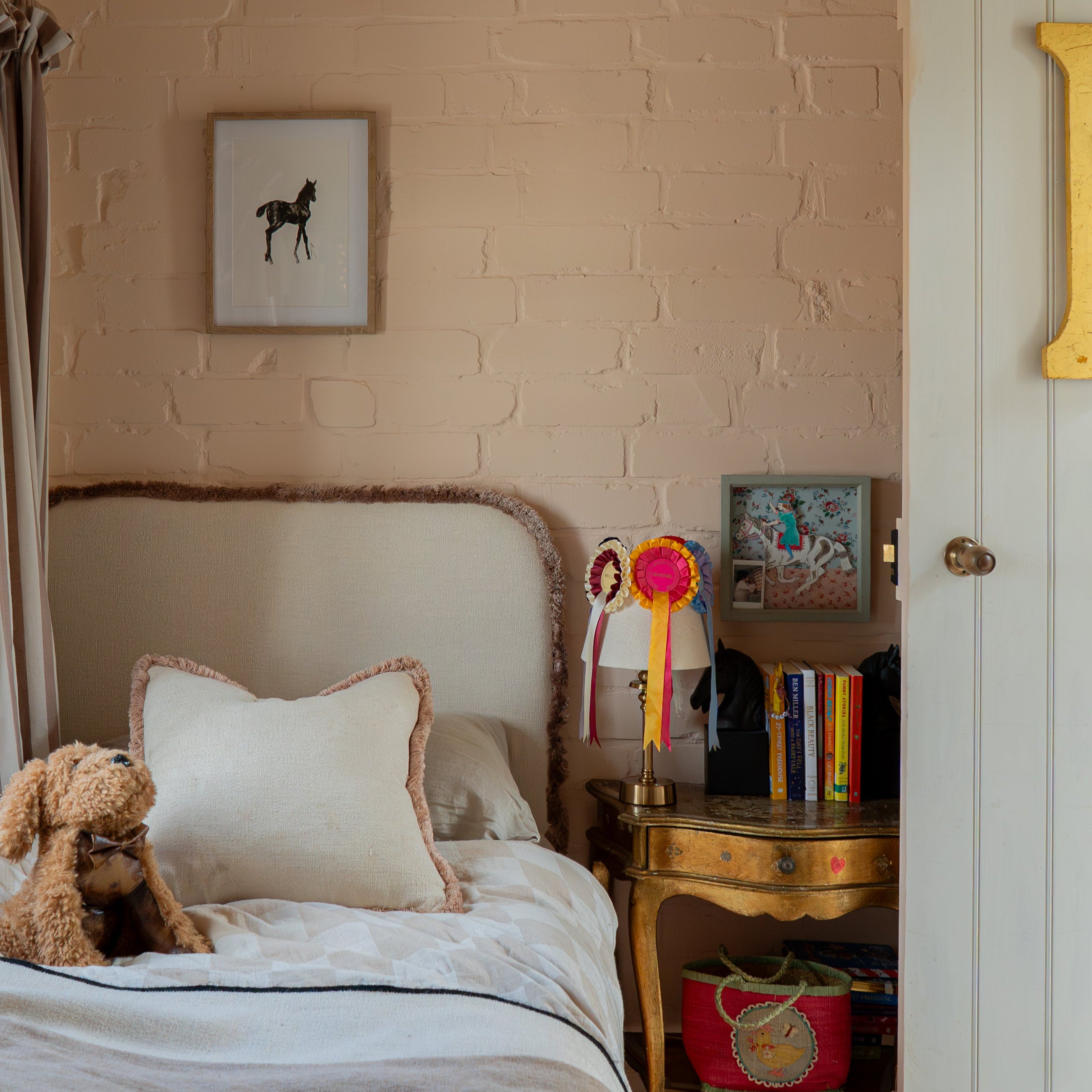 Headboard Sleeper Stripe Cotton Chestnut
