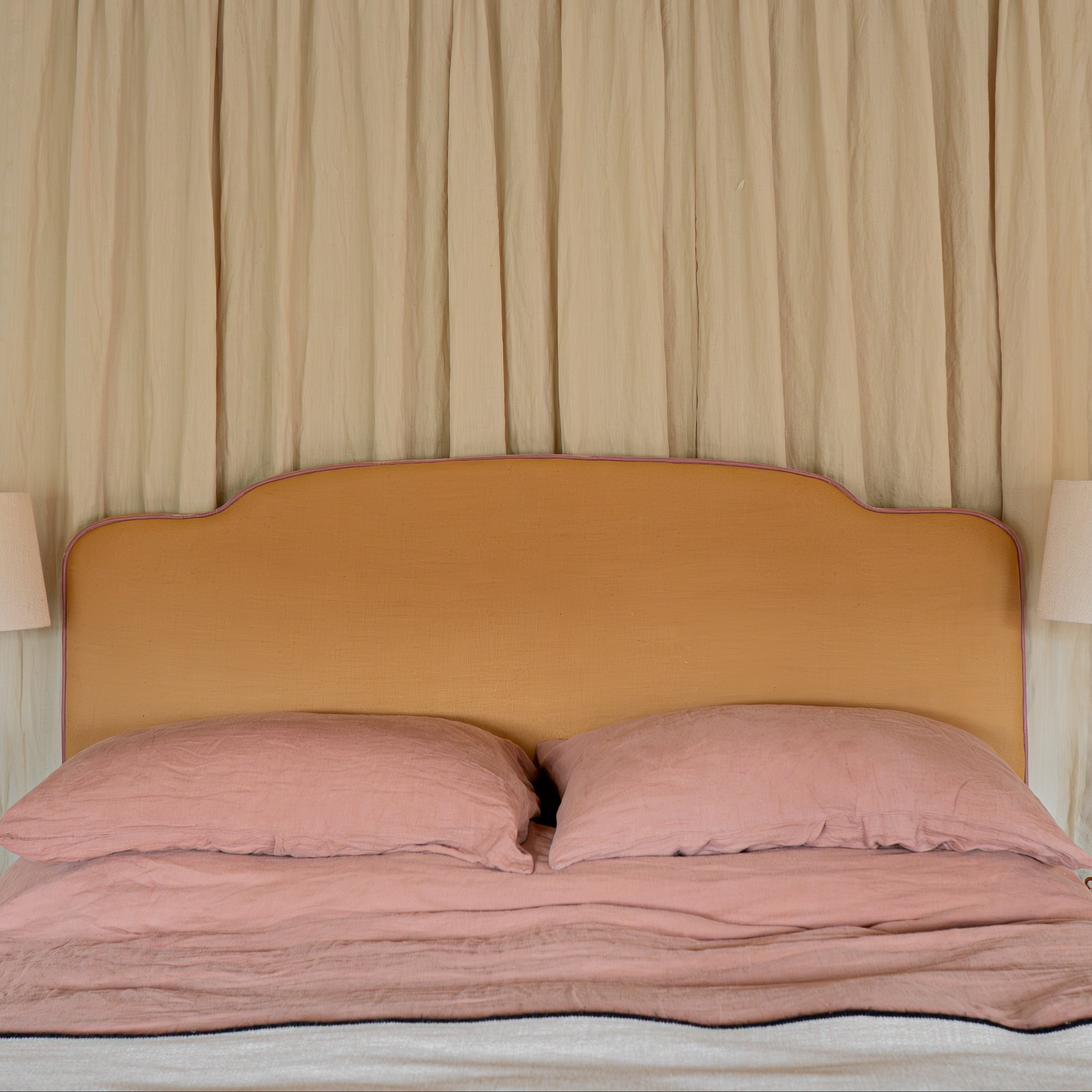 Headboard Scallop Stripe Wool Redwood
