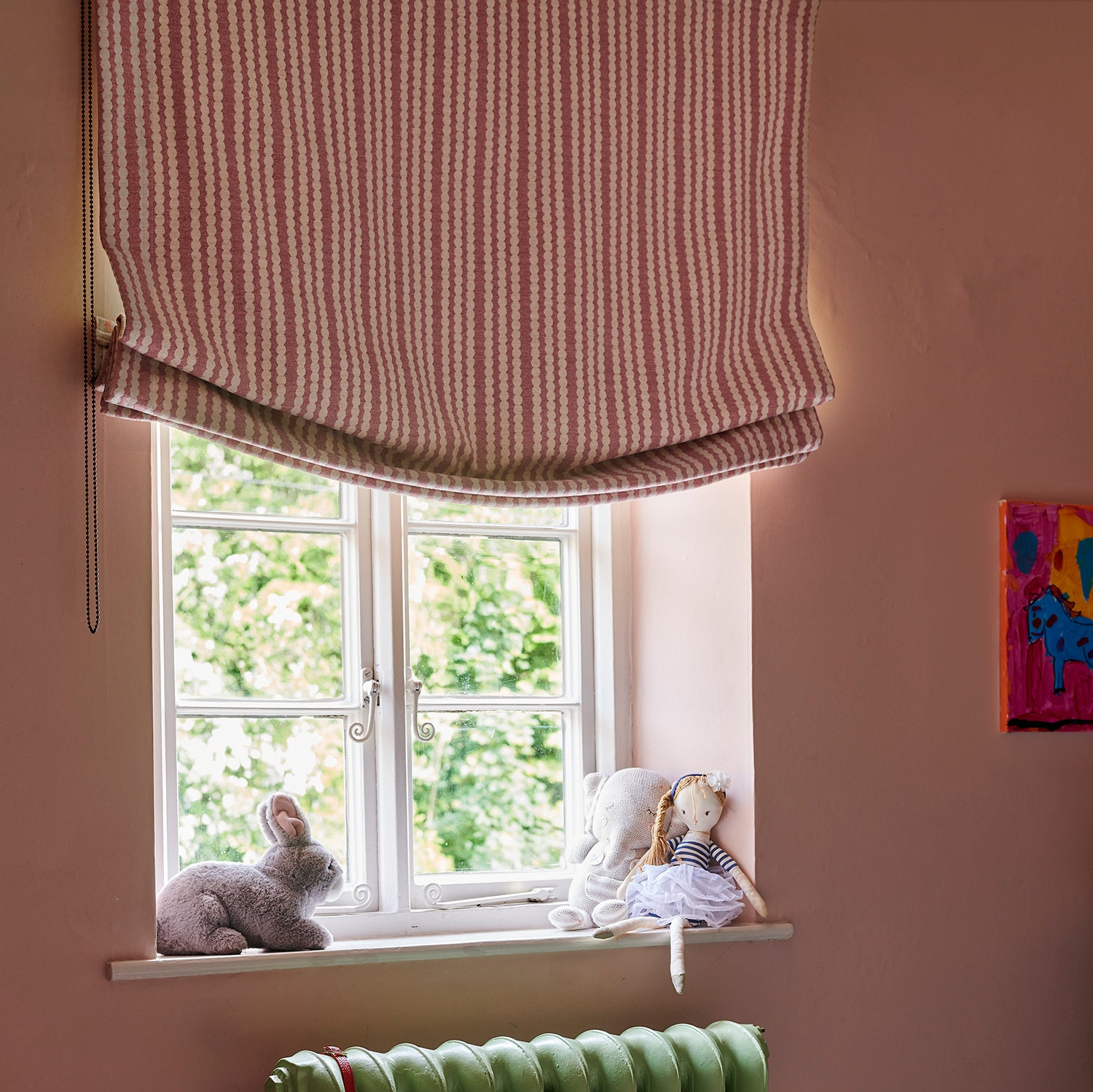 Blind Scallop Stripe Wool Rose