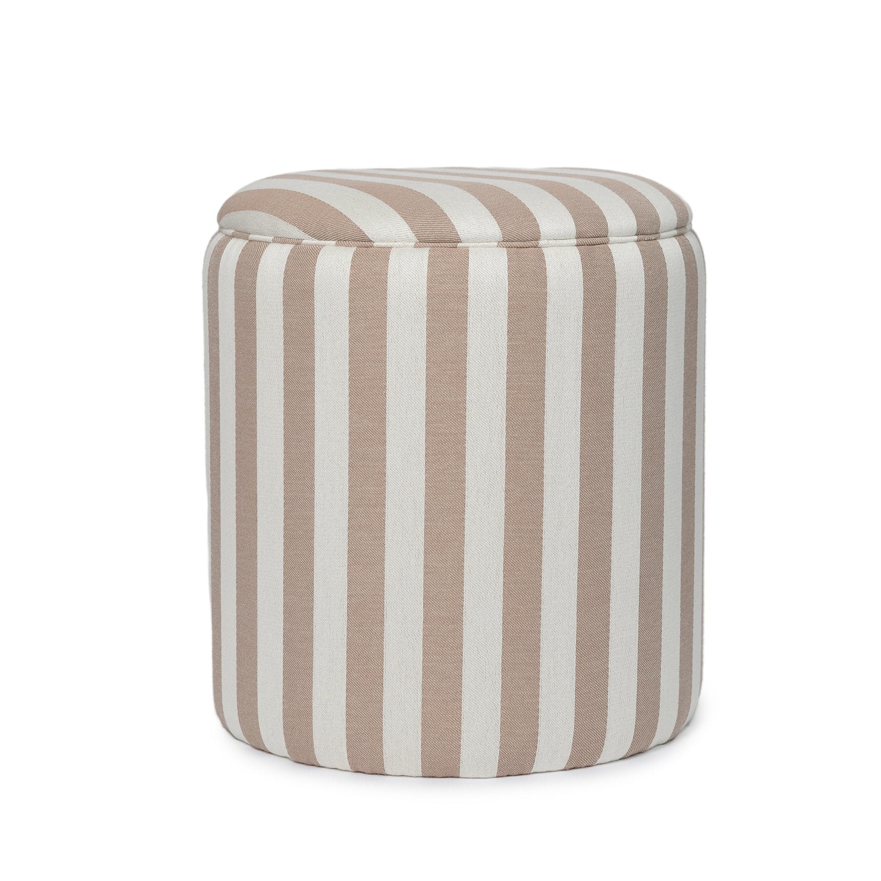 Footstool Long Island Stripe Cotton Blush-Piped