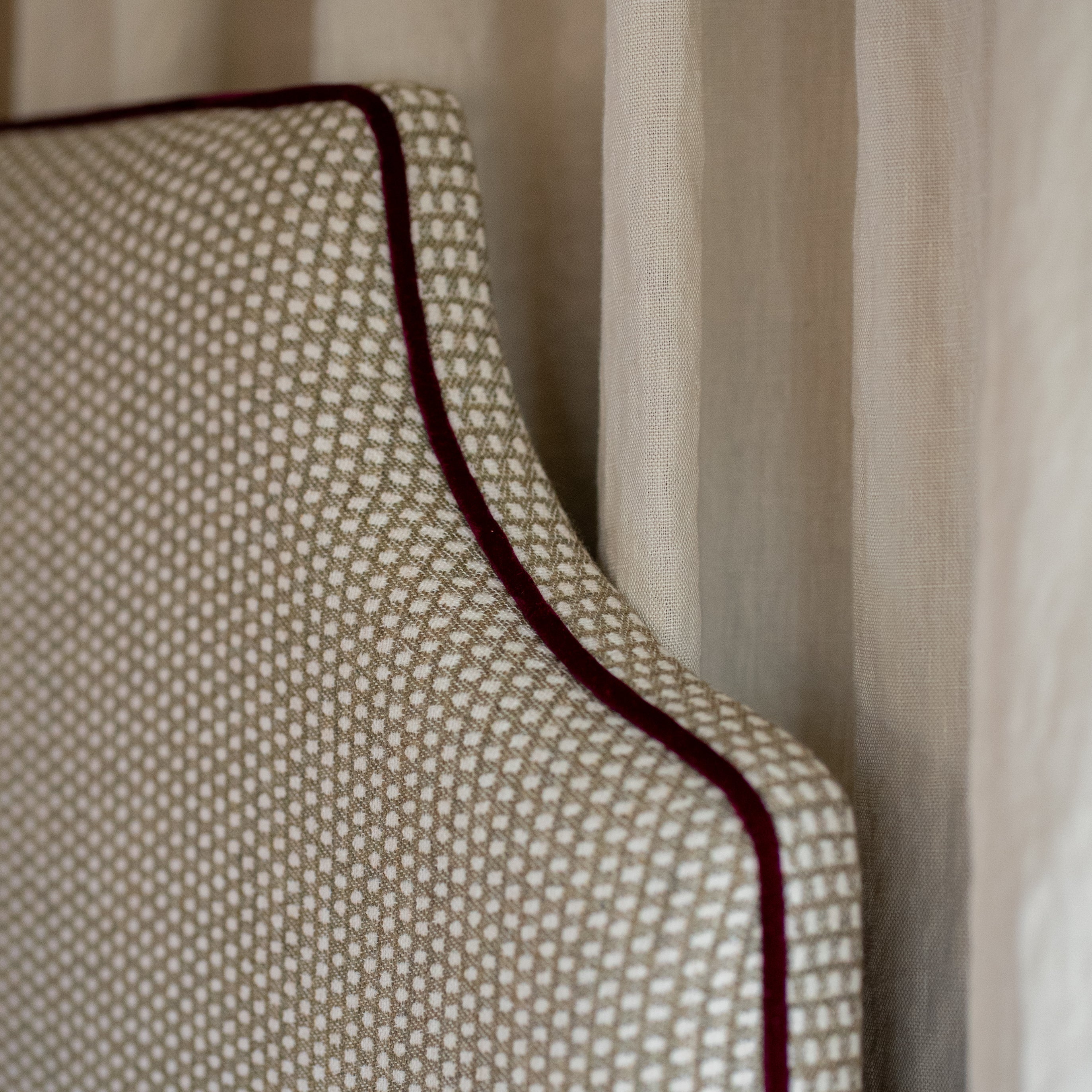 Headboard Scallop Stripe Wool Redwood
